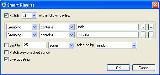 Creating tag filters using smart playlists